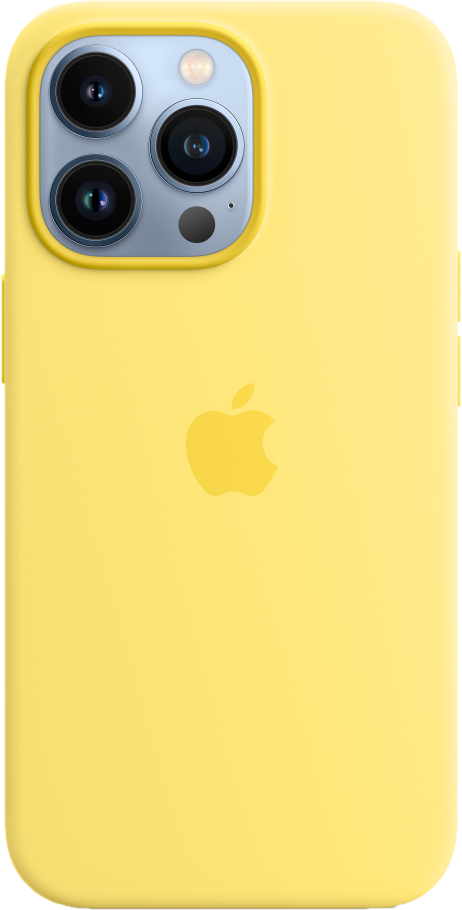 APPLE Silikon Case mit MagSafe Backcover, für Apple iPhone 13 Pro, Zitronenschale