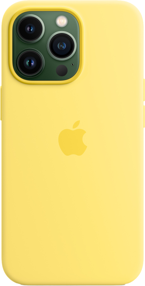 APPLE Silikon Case mit MagSafe Backcover, für Apple iPhone 13 Pro, Zitronenschale