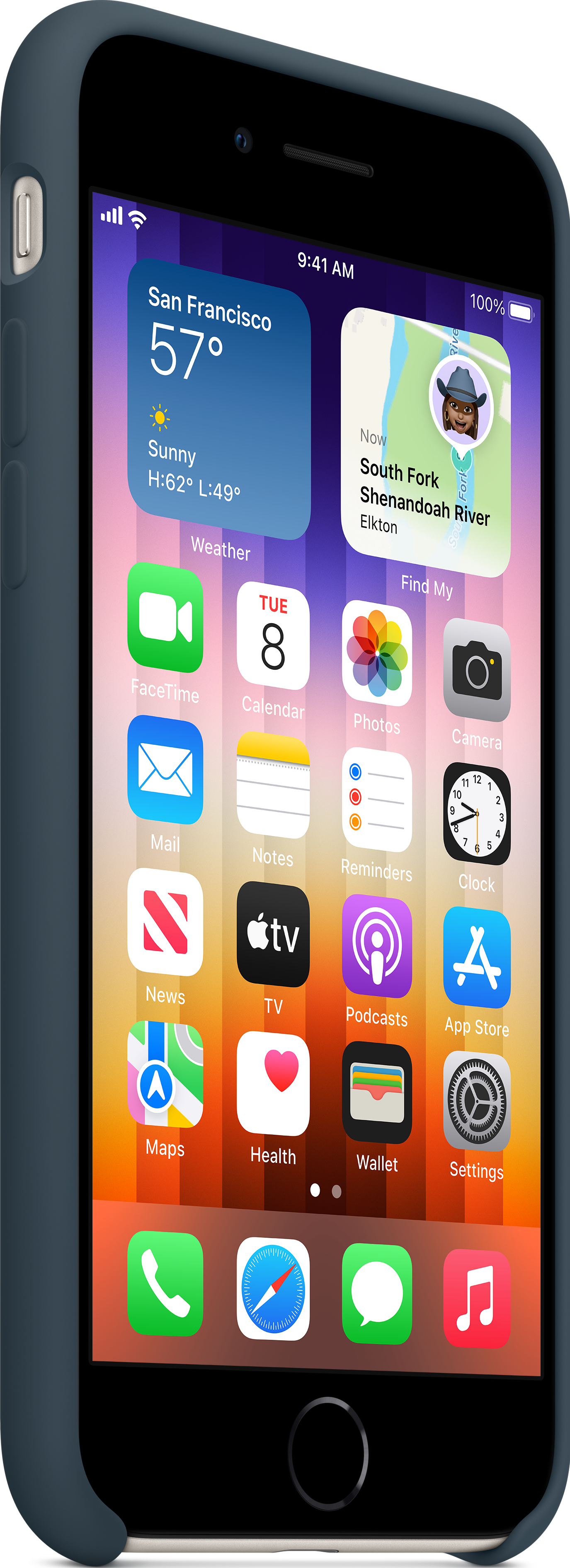 APPLE Silikon Case mit MagSafe Backcover, für Apple iPhone SE (3. Generation), iPhone SE (2. Generation), iPhone 8, iPhone 7, Abyssblau