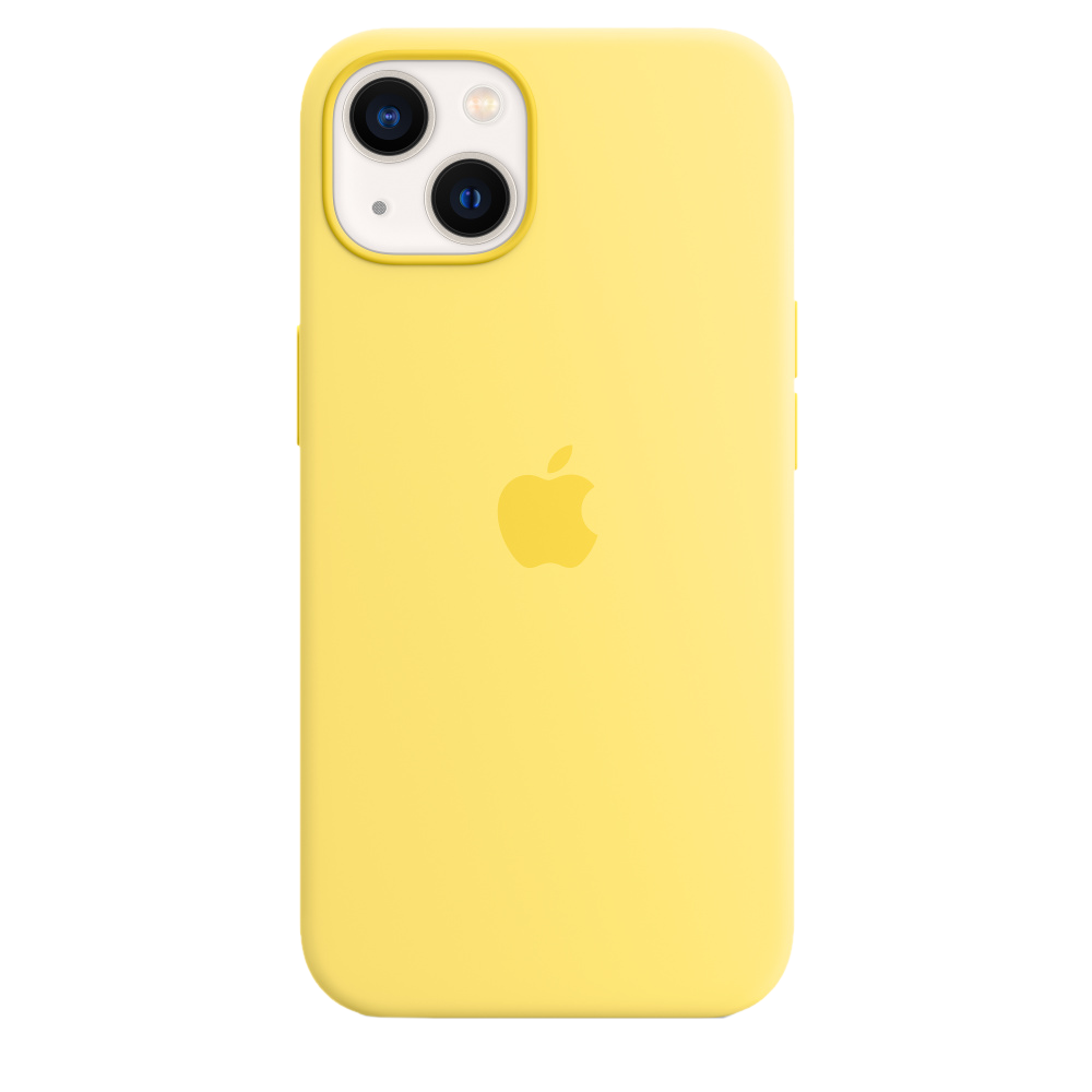APPLE Silikon Case mit MagSafe Backcover, für Apple iPhone 13, Zitronenschale