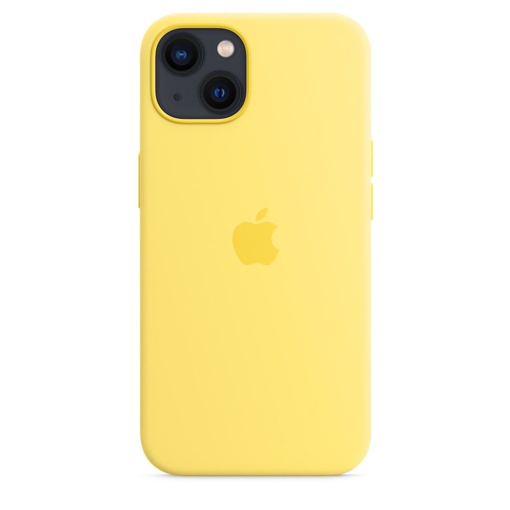 APPLE Silikon Case mit MagSafe Backcover, für Apple iPhone 13, Zitronenschale