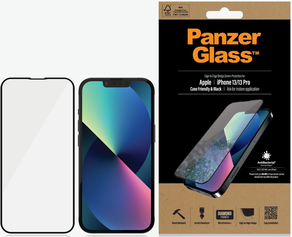 PANZERGLASS Protection d'écran iPhone 13 / 13 Pro Noir (PZ-PRO2745)