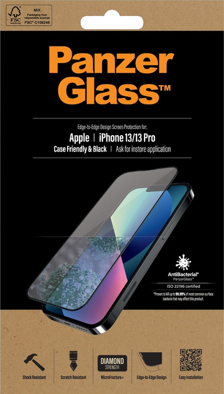 PANZERGLASS Protection d'écran iPhone 13 / 13 Pro Noir (PZ-PRO2745)