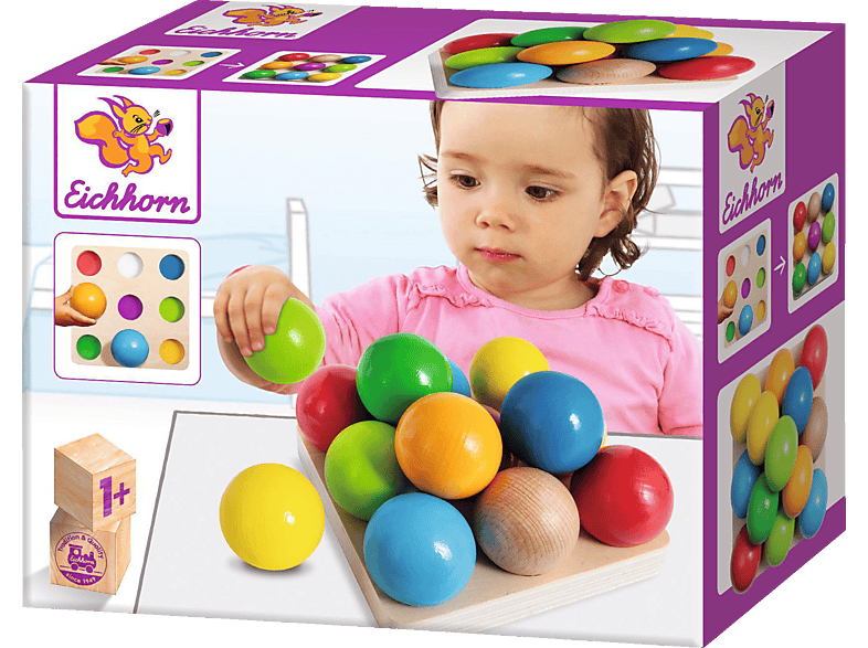 EICHHORN Kugel-Sortierspiel Spielset Mehrfarbig Buchenholz, Sperrholz, Pappe