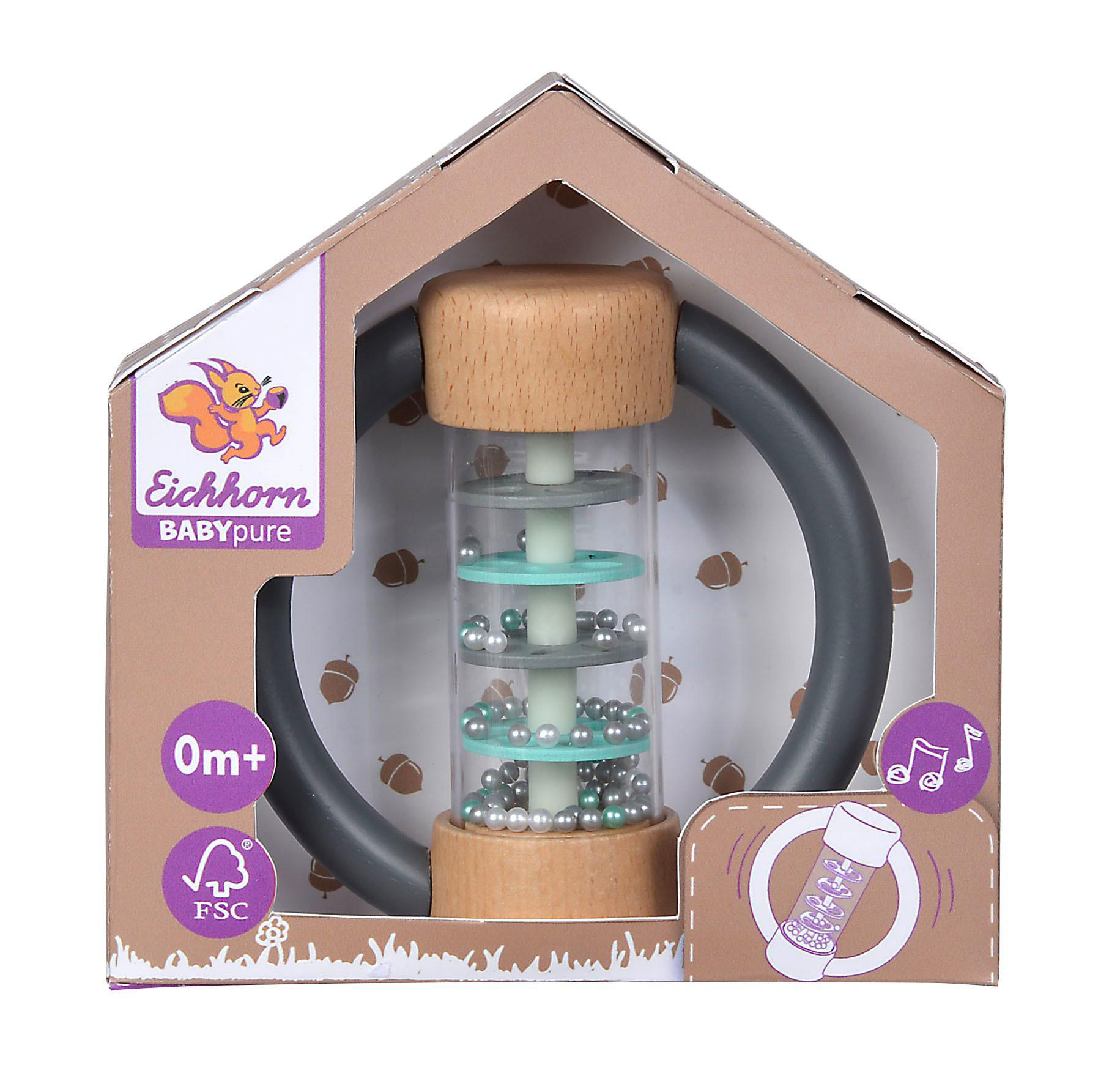 EICHHORN Baby Pure Rasselring Grau
