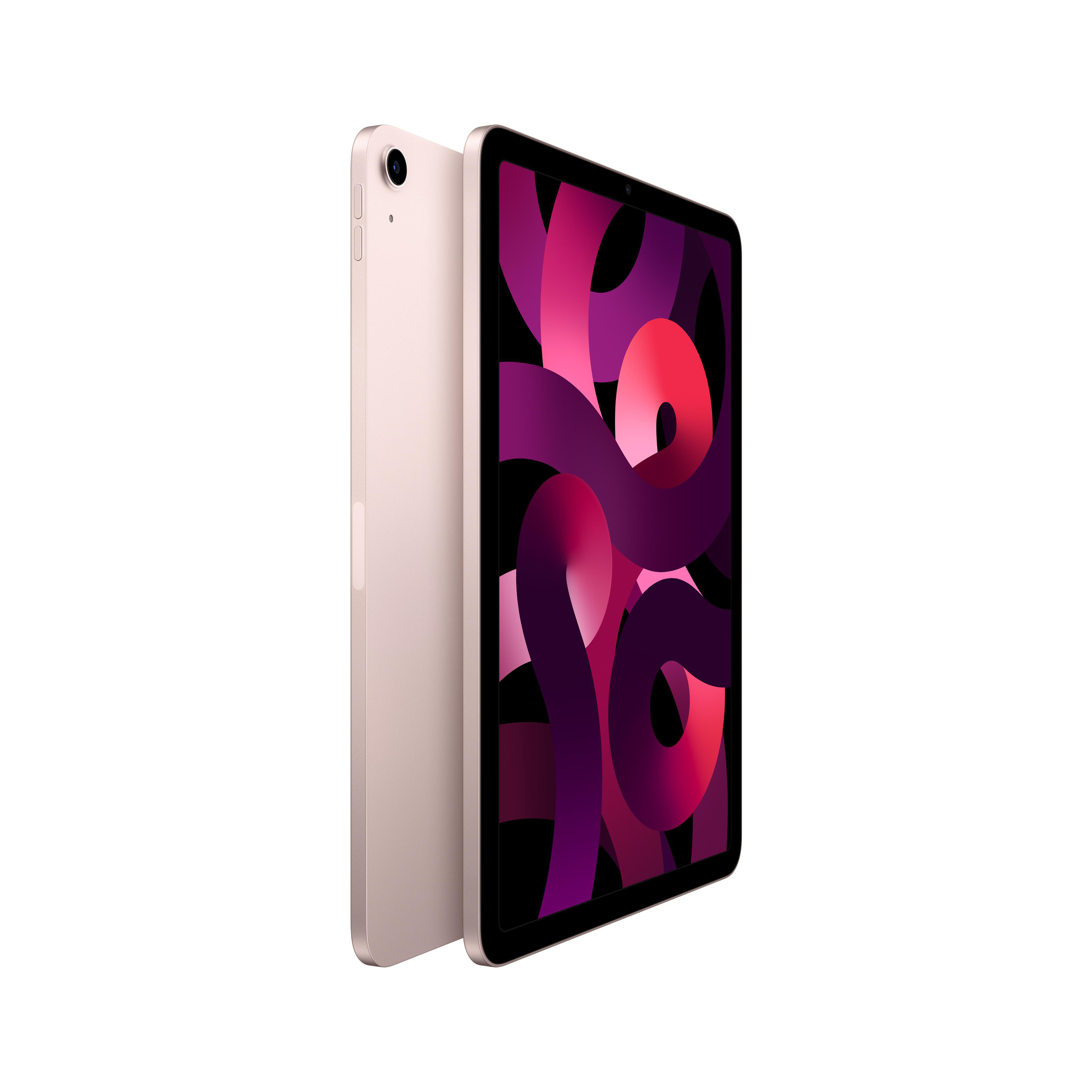 Zwei iPads, eines an der Seite und eines mit dem Bildschirm. Beide sind rosafarben.