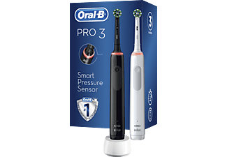ORAL-B PRO3 3900 Elektromos fogkefe Cross Action fejjel + bónusz handle fekete, fehér