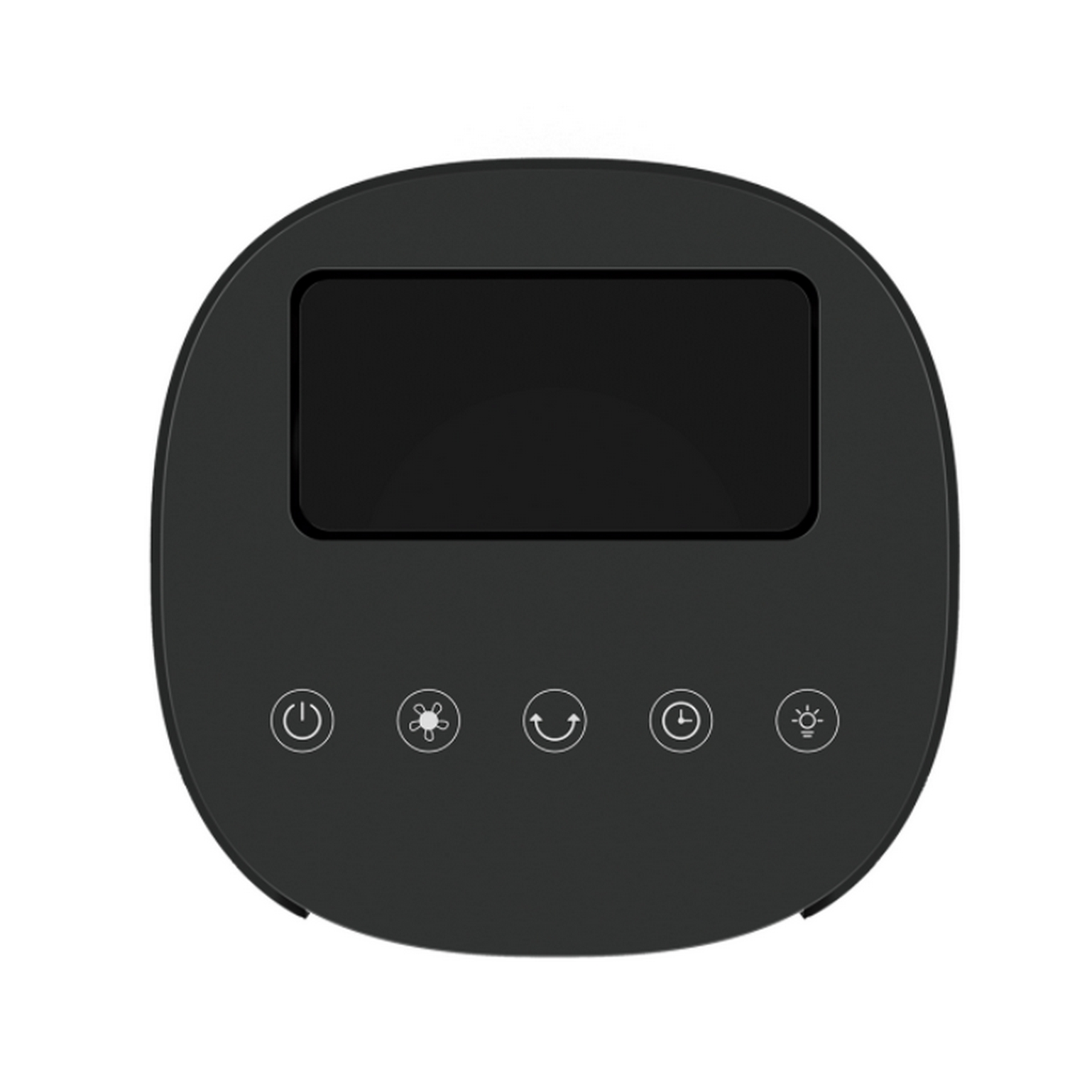 Un dispositivo negro, circular, con pantalla y botones para ajustes.