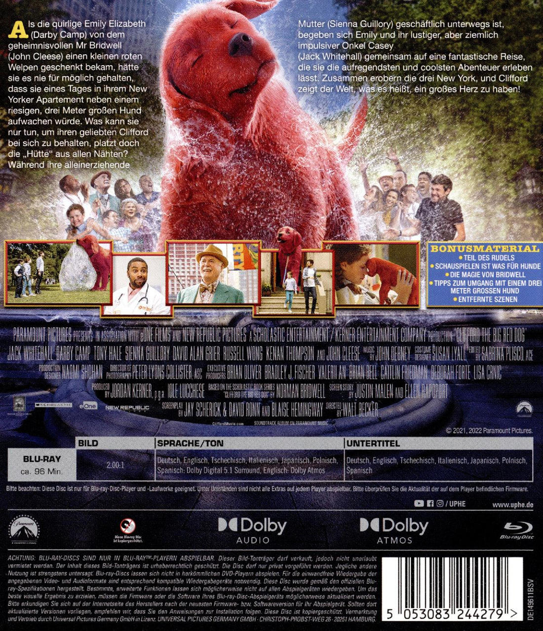 Eine Blu-ray-Disc-Hülle mit dem Cover des Films Clifford the Big Red Dog.