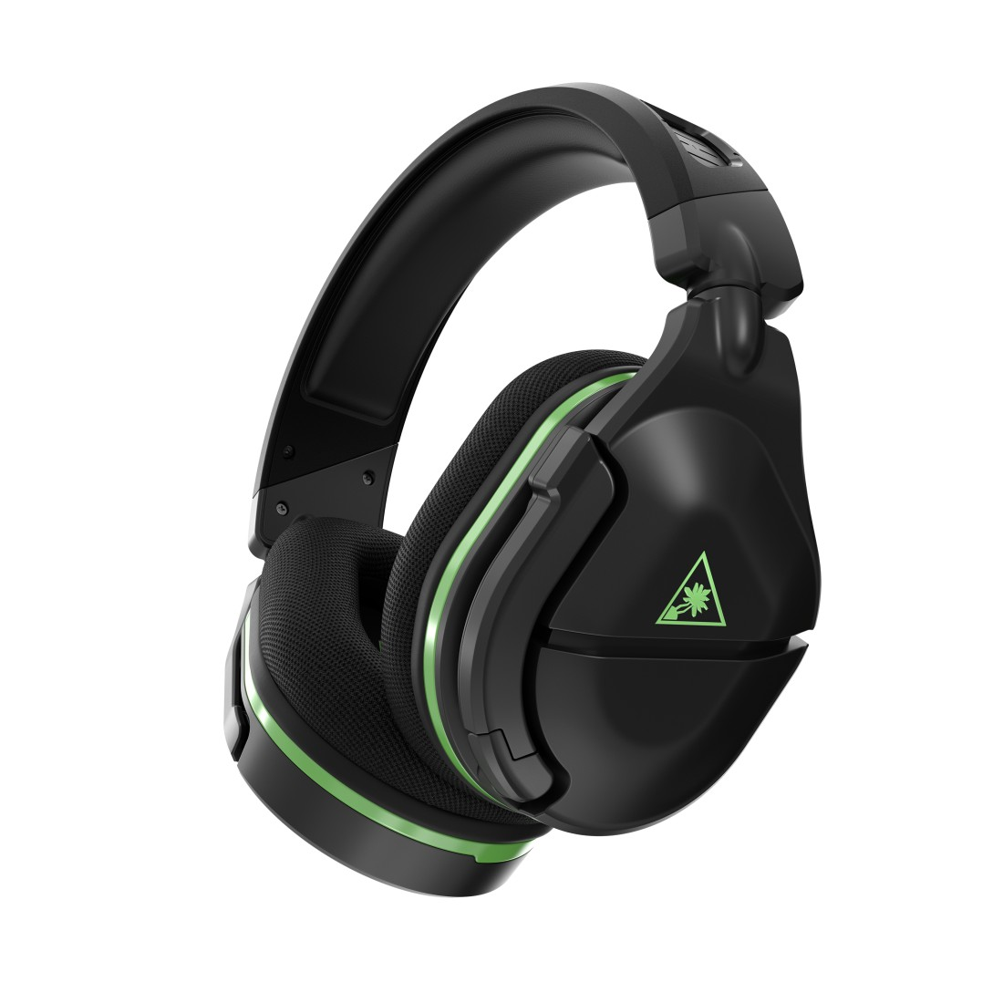 Schwarz-grünes Gaming-Headset. Grüne Akzente und Logo.
