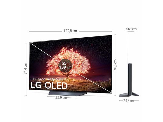 TV OLED 55" - LG OLED55B16LA.AEU, UHD 4K, α7 Gen4, webOS 6.0, Smart TV, Asistentes de voz, Dolby Atmos, Negro
