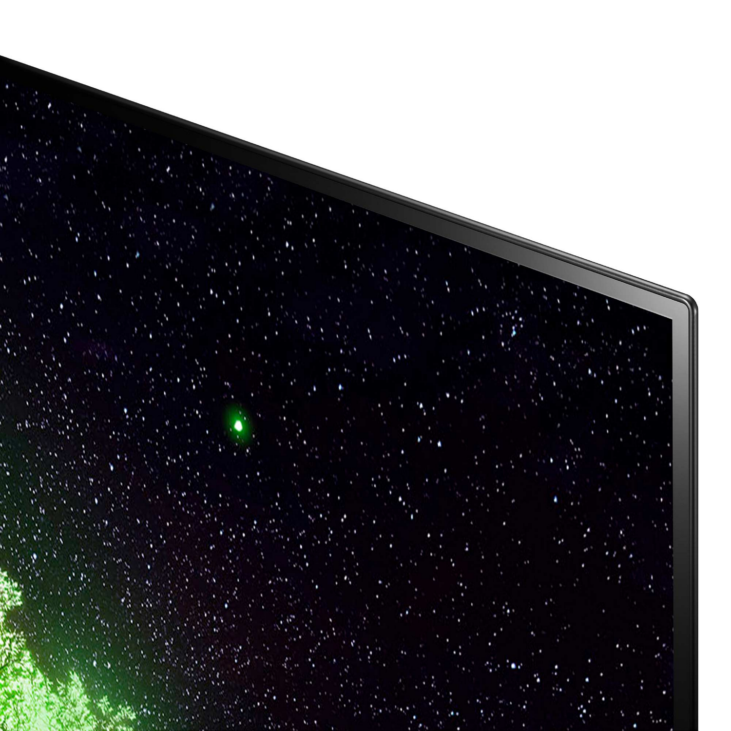 Pantalla de televisión con cielo nocturno estrellado. Marco negro alrededor de la pantalla.