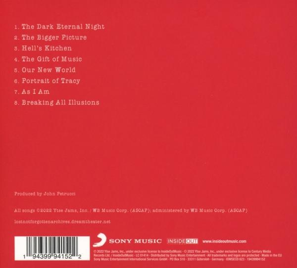 CD-Hülle mit Songtiteln und Produktionsdetails auf rotem Hintergrund.