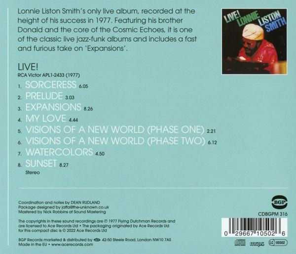 Dos d'un CD avec du texte sur un album de jazz de Lonnie Liston Smith.