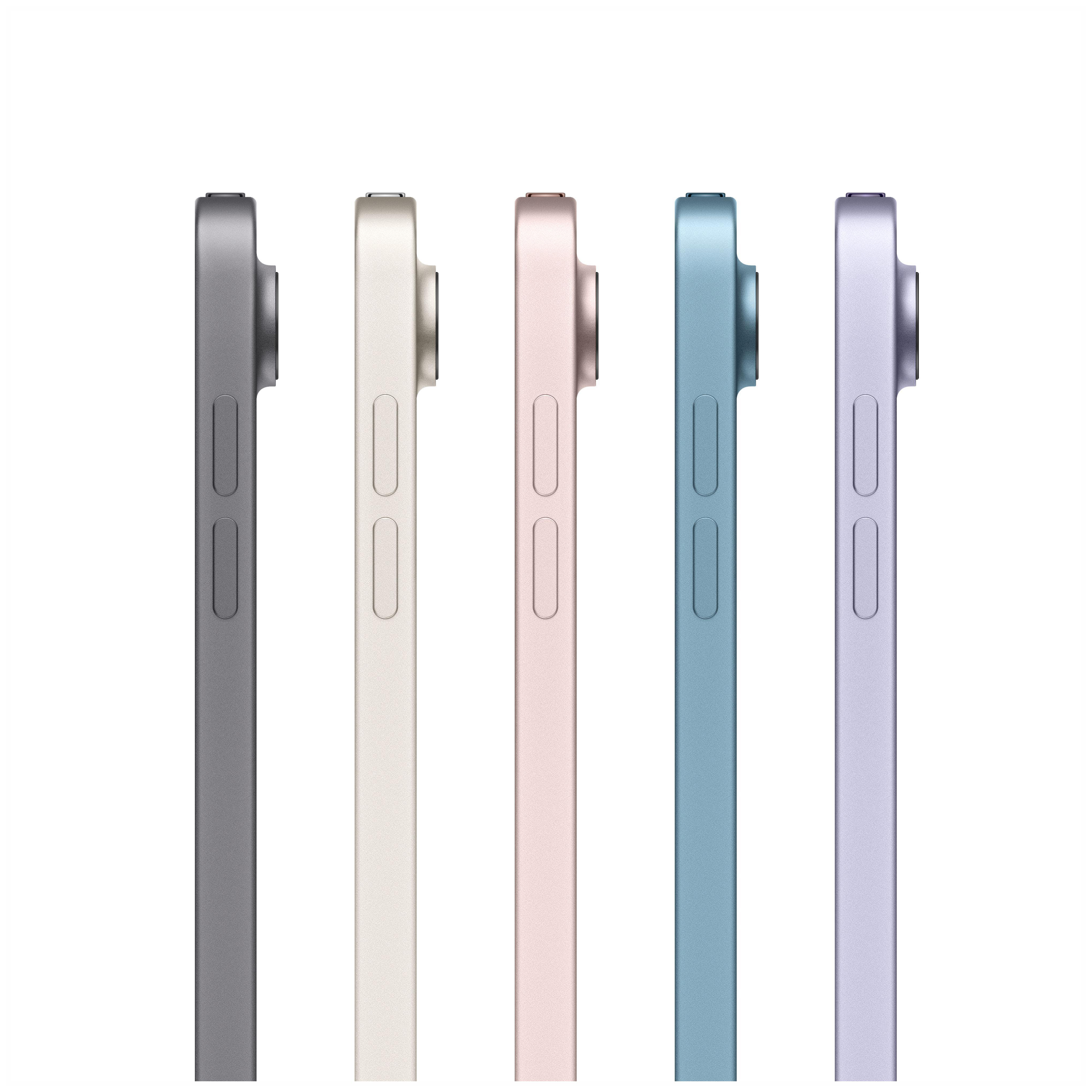 Fünf iPads in verschiedenen Farben nebeneinander.