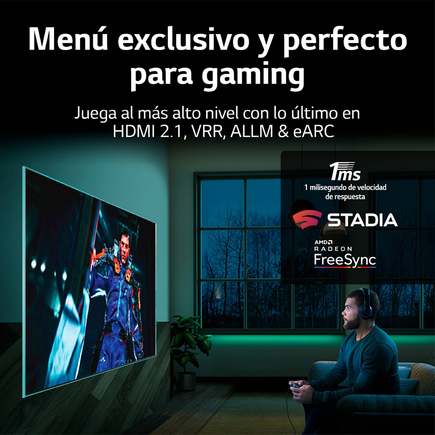 Hombre jugando videojuegos. TV mostrando gráficos del juego. Habitación oscura, configuración de juego.