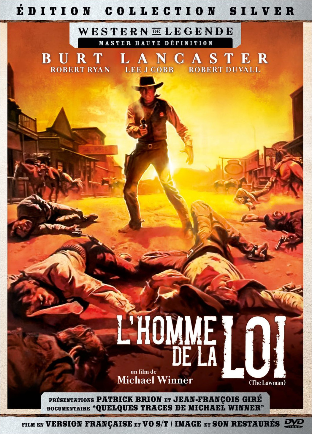 Affiche du film 'L'homme de la Loi'. Cowboy, hommes morts, ville de l'Ouest.