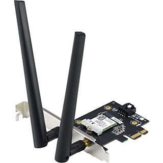 Tarjeta de red - ASUS PCE-AX1800, PCI, Wi-Fi 6, Doble banda, BT 5.2, Seguridad red WPA3, OFDMA, MU-MIMO, Negro