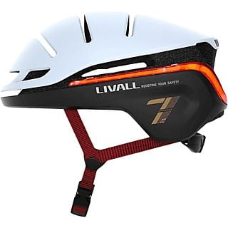 Casco - Livall EVO21, M (54-58 cm), Para patinete y bici, SOS, Luz de posición y freno, Iluminación 360, Intermitentes y Resistente a lluvia, Blanco