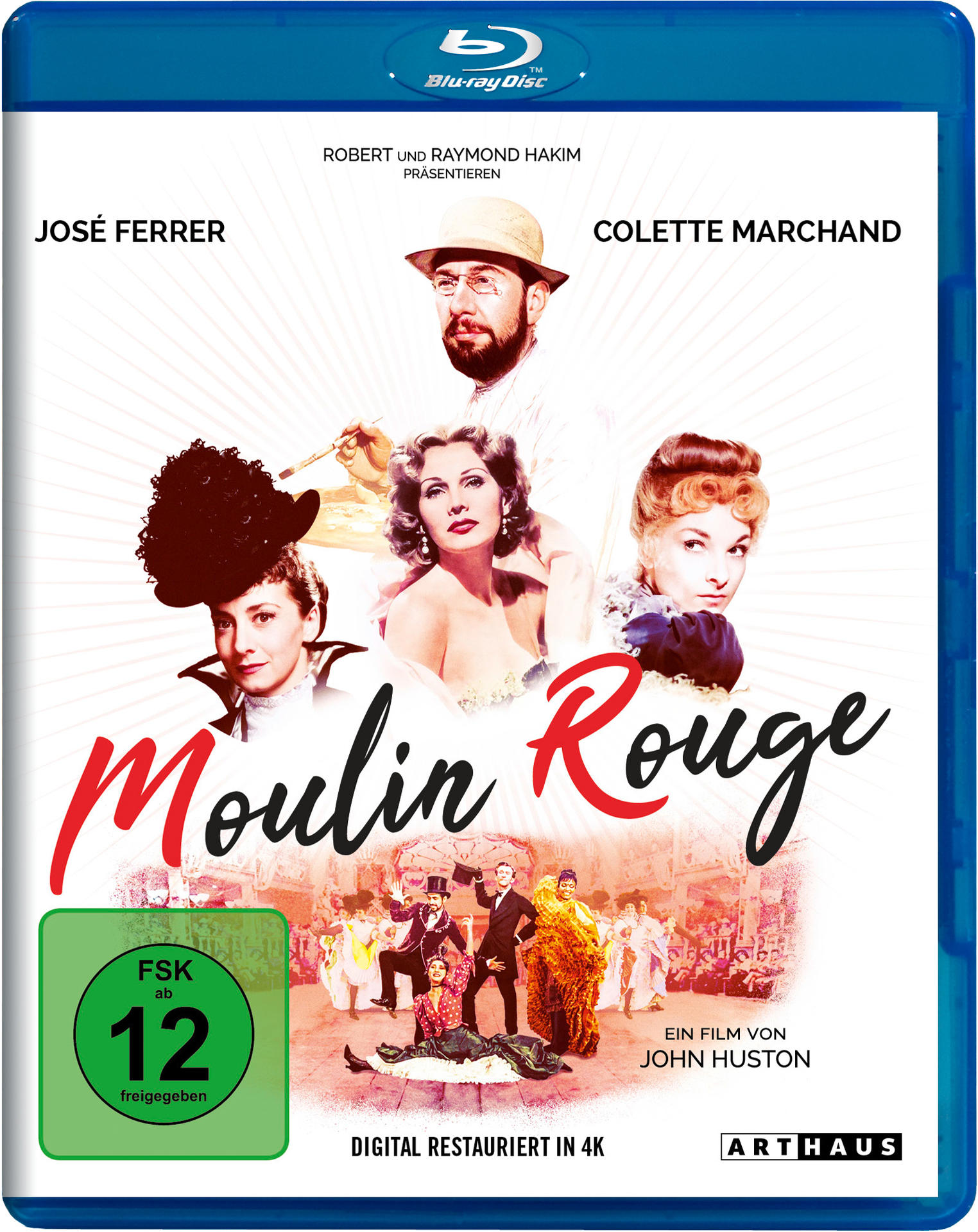 Das DVD-Cover von 'Moulin Rouge' mit einer farbenfrohen Collage von Charakteren.