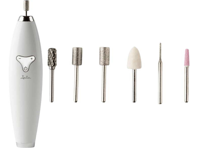Set de manicura y pedicura - Jata JBSM1200, 6 En 1, Motor doble sentido, Blanco + Caja magnética