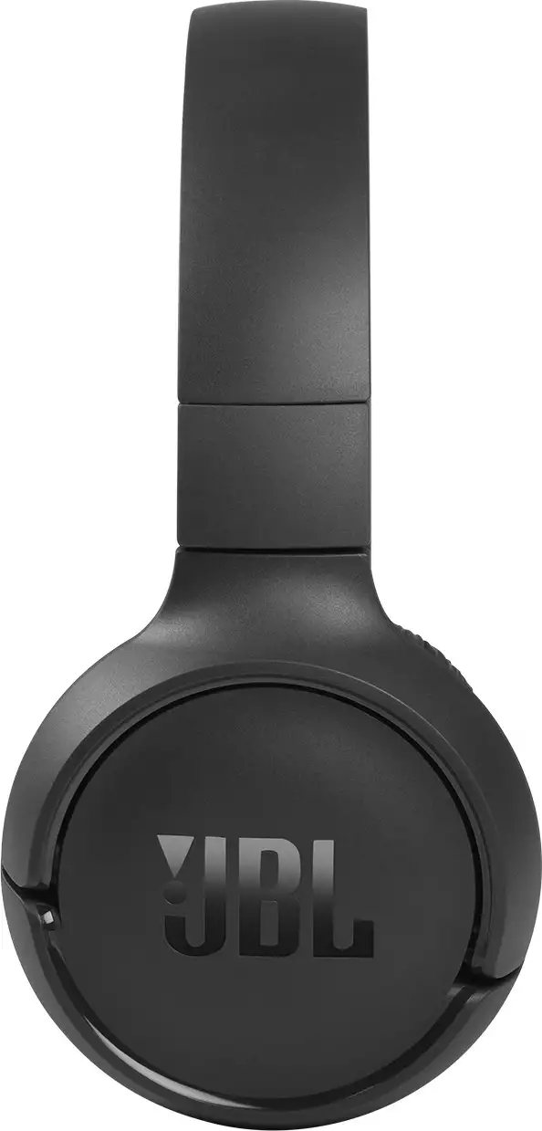 Cuffie JBL nere, vista frontale, con logo JBL sul padiglione, su sfondo bianco.