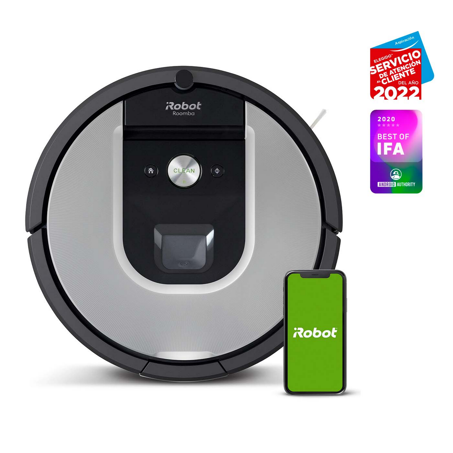 Robot aspirador - iRobot® Roomba® 965, Recarga/ reanuda, Sugerencias personalizadas, Asistentes de voz, Gris