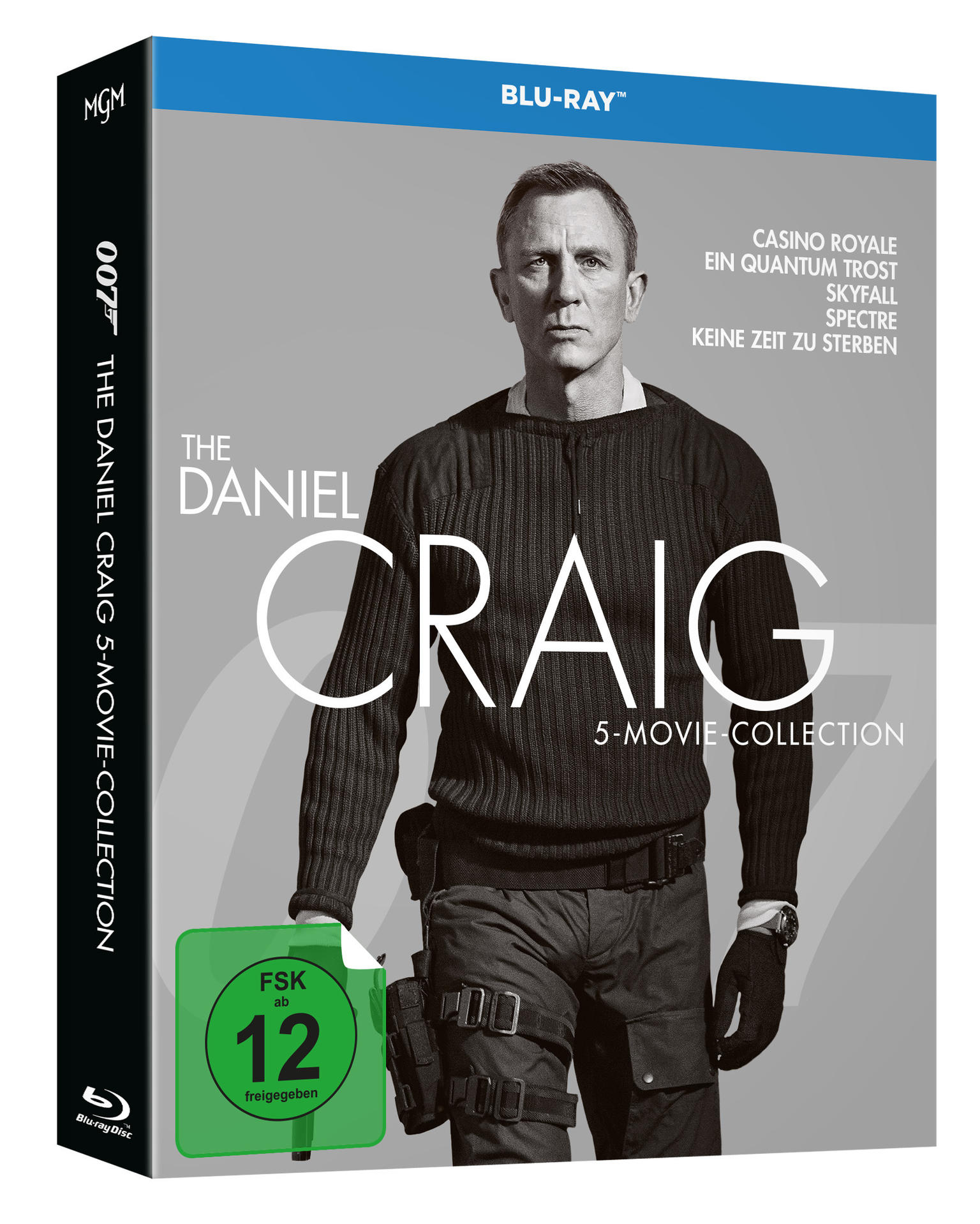 Daniel Craig 5-Movie-Collection Blu-Ray-Boxset-Cover mit Daniel Craig.