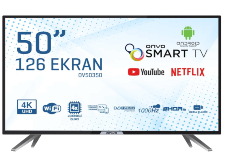 ONVO OV50350 50" 127 Ekran Uydu Alıcılı Android Smart 4K Ultra HD LED TV