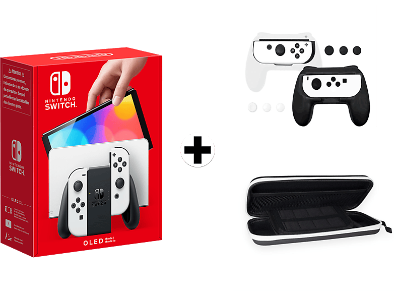 Switch OLED (wit) tas + grips | MediaMarkt