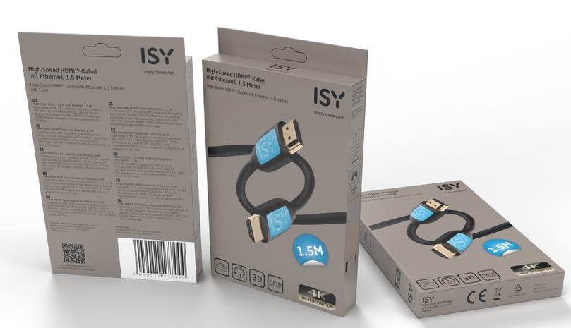 Three boxes of high-speed HDMI cables, with the product and brand information.