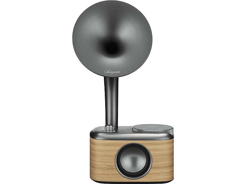 Sangean CP-100D DAB+ / FM-RDS / Bluetooth / AUX Digital Retro Design Gramophone Radio, Light Wood-Grey