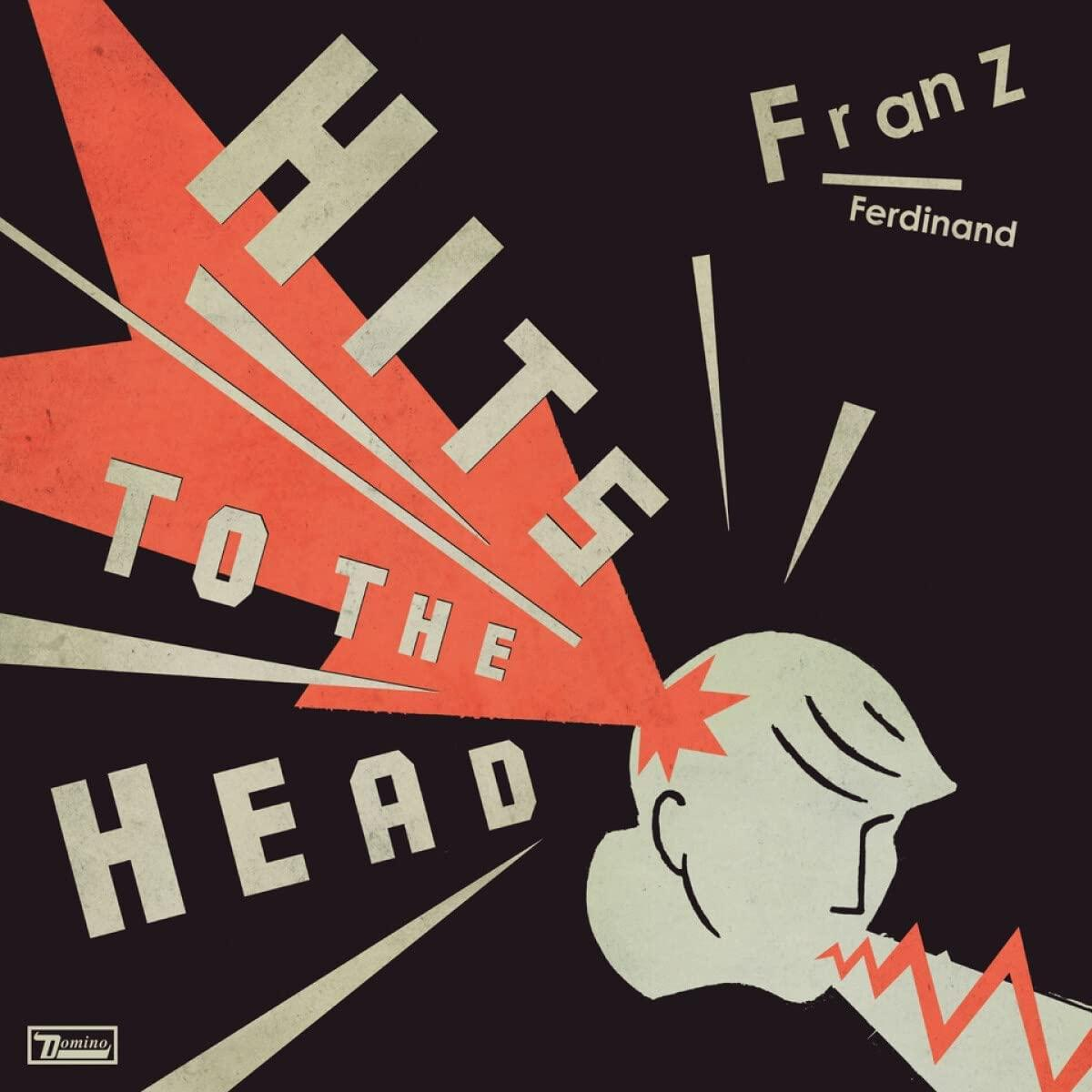 Albumcover. Ein Kopf mit roter Sternen-Grafik. Der Titel lautet 'HITS TO THE HEAD'.