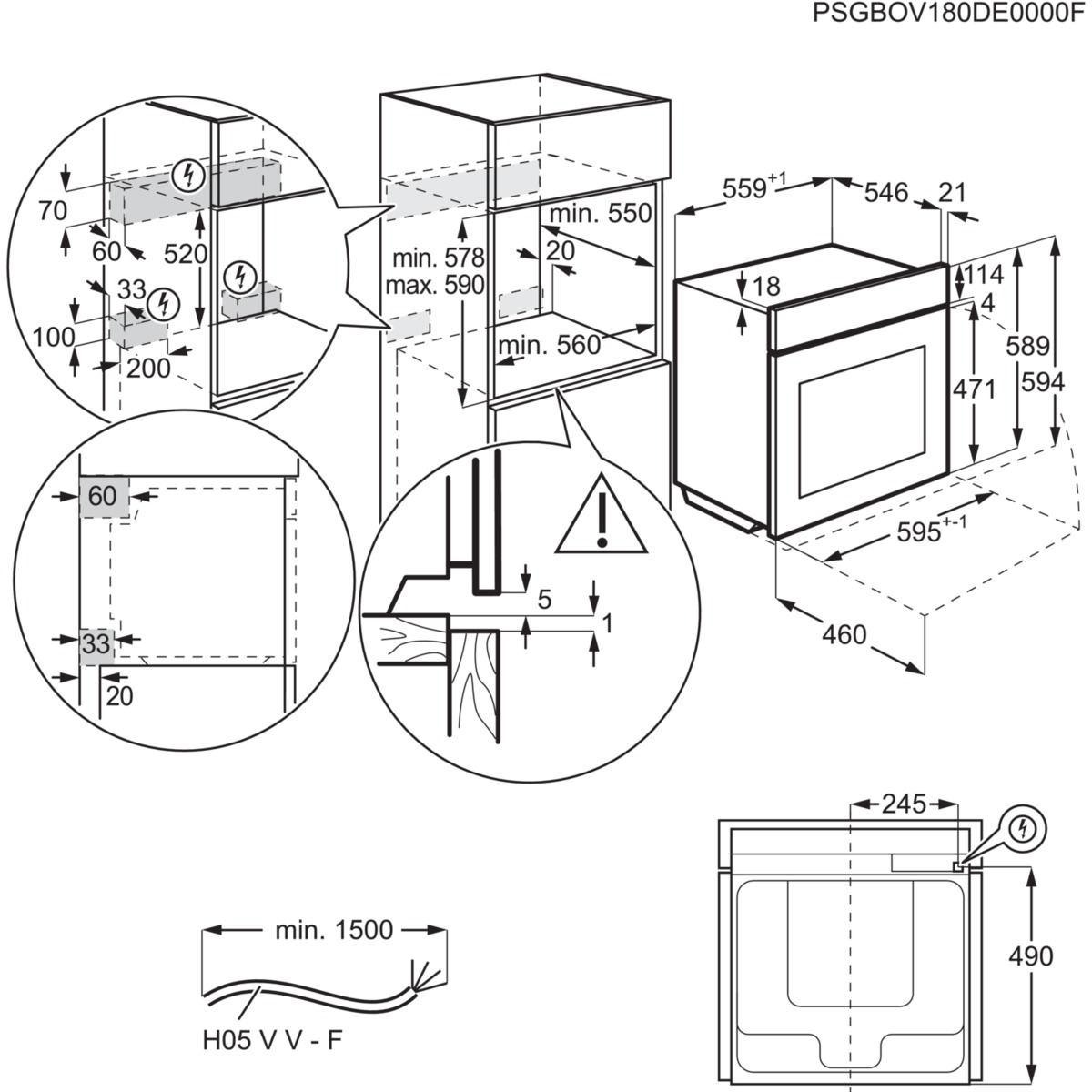 AEG BCO33101BA, Backofen (Einbaugerät, 71 l, 595 mm breit), Serie 6000 mit SurroundCook Ringheißluftsystem (ohne Pyrolyse)