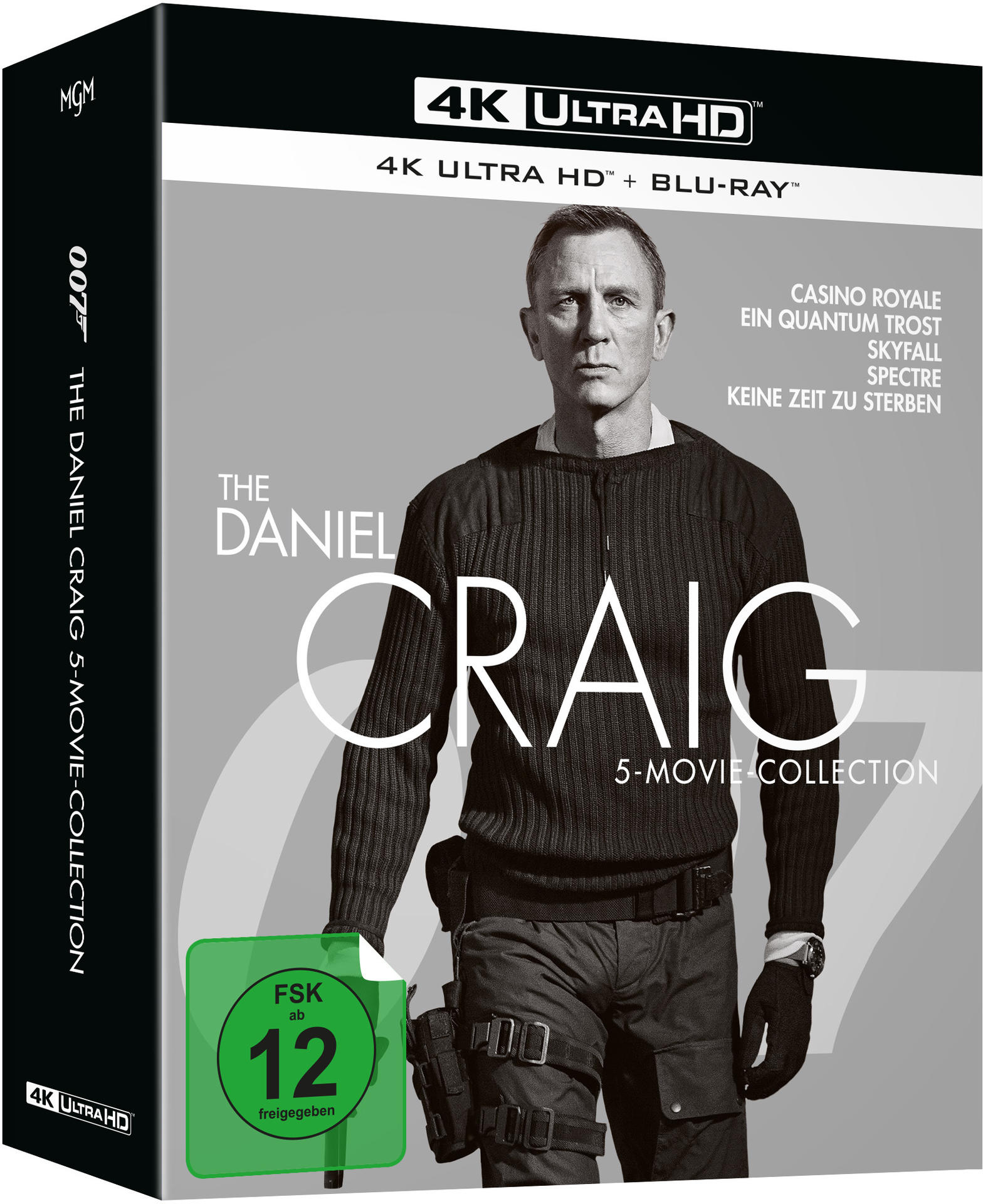 James Bond Filmbox-Set. Daniel Craig auf dem Cover. Enthält Titel von Casino Royale bis Keine Zeit zu sterben.