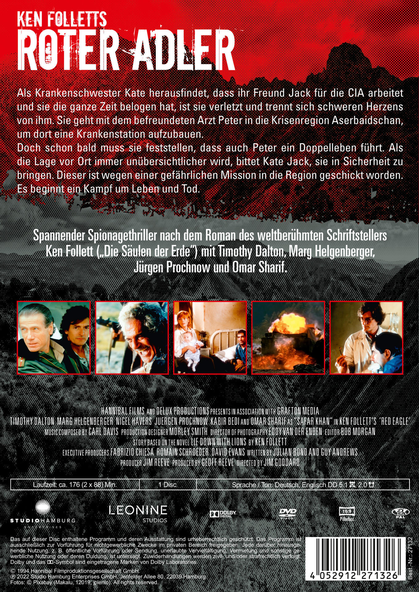 DVD-Hülle für 'Roter Adler' mit Fotos von Schauspielern und Text auf Deutsch.