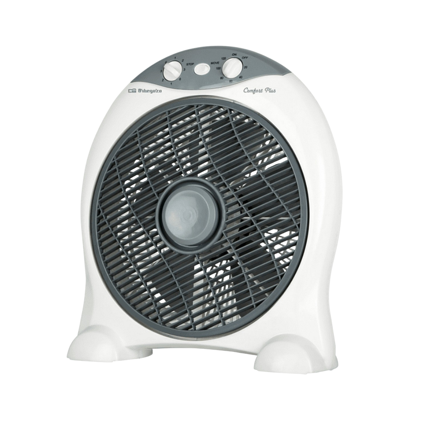 Ventilador de sobremesa - Orbegozo BF1030, Box fan, 30 cm, 6 aspas, Temporizador, Potencia 45W, Blanco