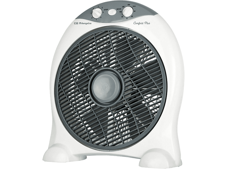 Ventilador de sobremesa - Orbegozo BF1030, Box fan, 30 cm, 6 aspas, Temporizador, Potencia 45W, Blanco
