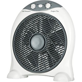 Ventilador de sobremesa - Orbegozo BF1030, Box fan, 30 cm, 6 aspas, Temporizador, Potencia 45W, Blanco