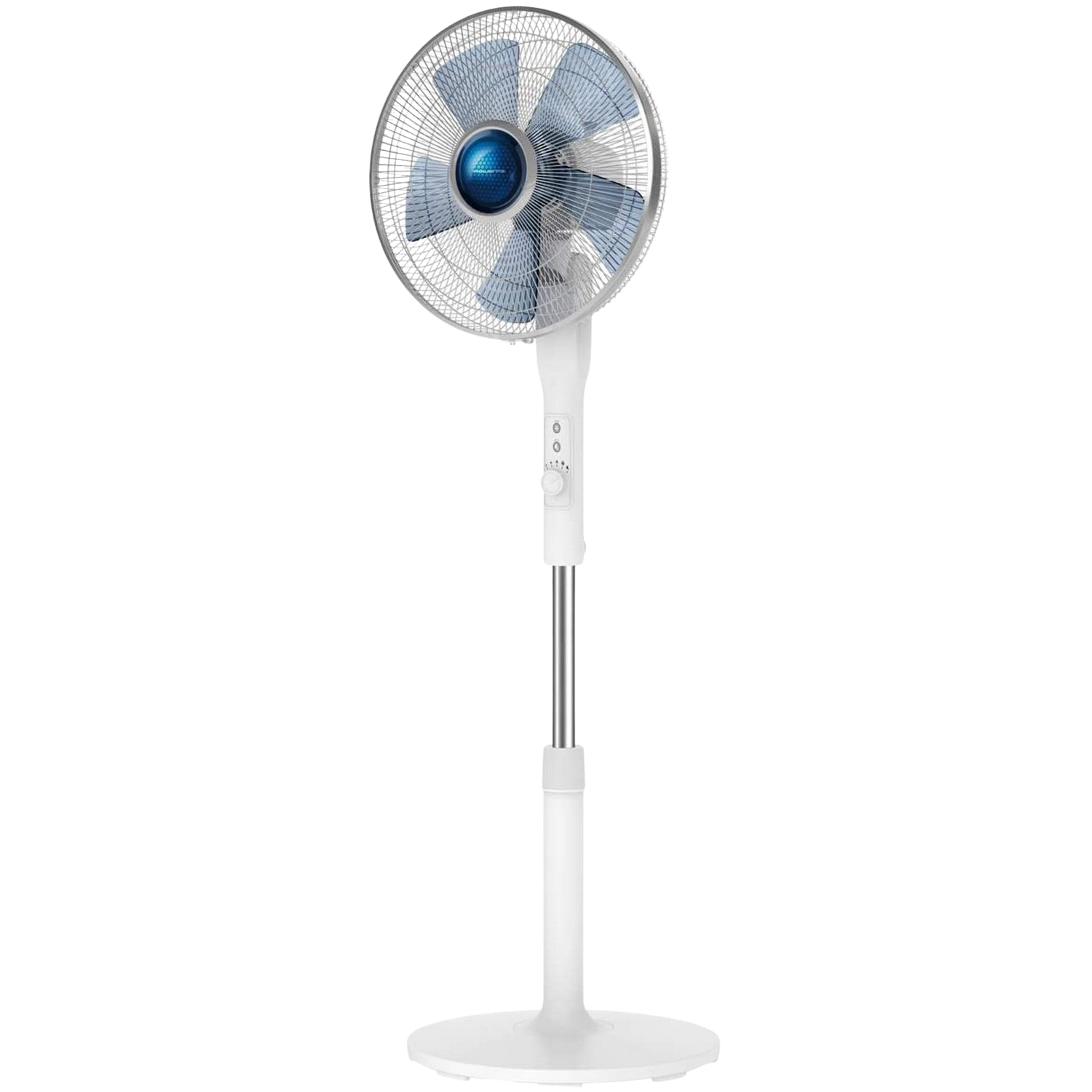 Ventilador de pie - Rowenta VU5840F0, 70 W, 1.45m, 80 m³/min, 38 dB, 4 Velocidades, Altura ajustable, Blanco