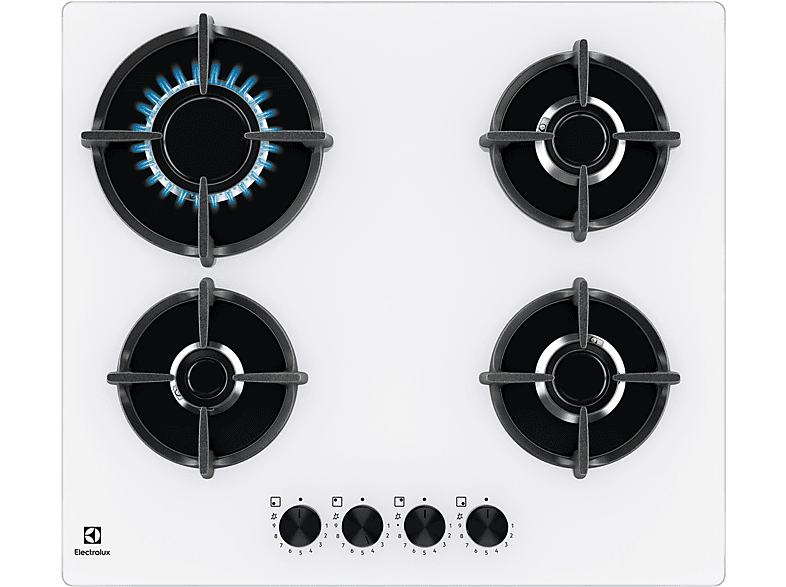 Electrolux Egg64272W Piano Cottura Gas, 4 Zone Di Cottura, Dimensioni: L 59 Cm, P 52 Bianco
