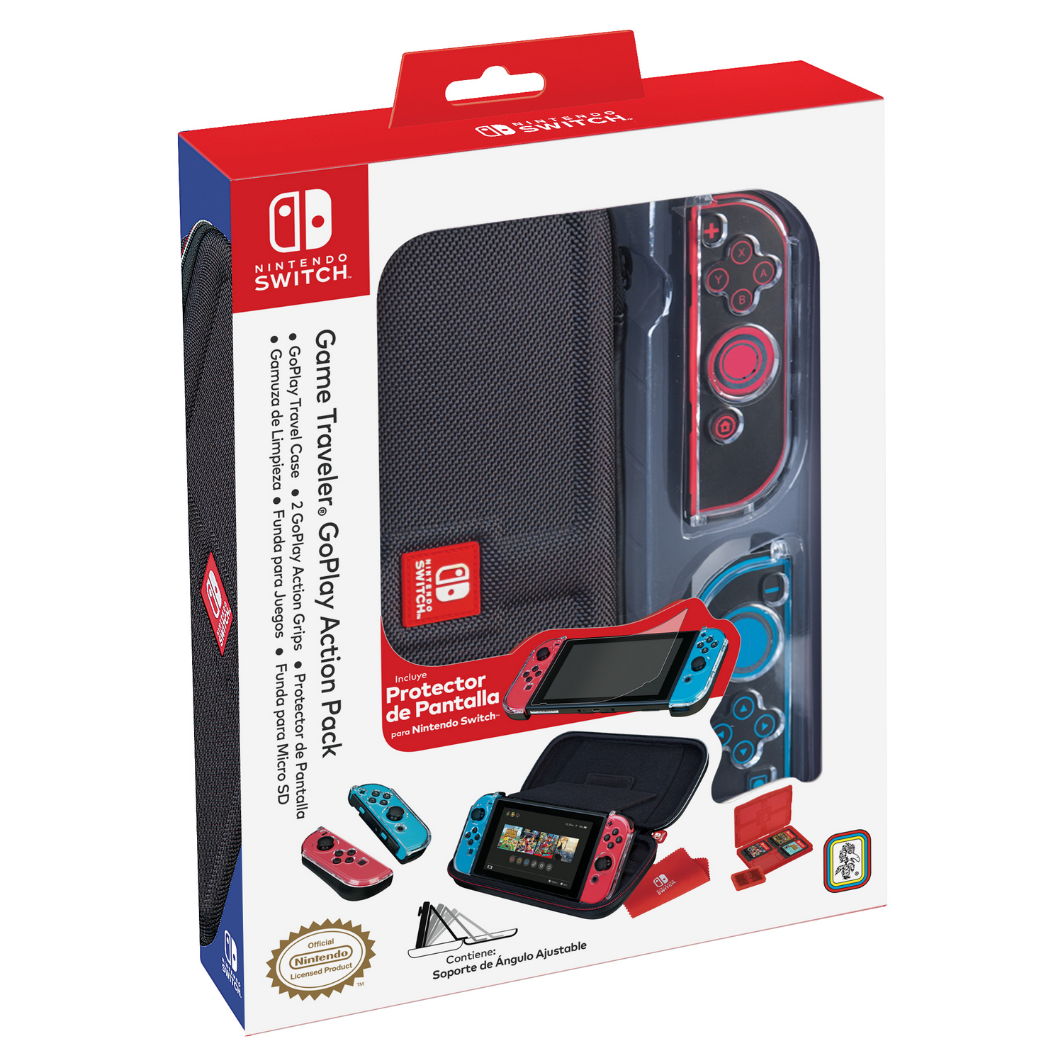 Paquete de juegos Nintendo Switch. Incluye funda, protector de pantalla y agarres.