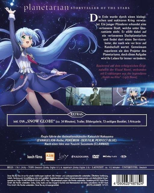 Rückseite einer Anime-DVD 'Planetian'. Zeigt Anime-Charaktere und Text.