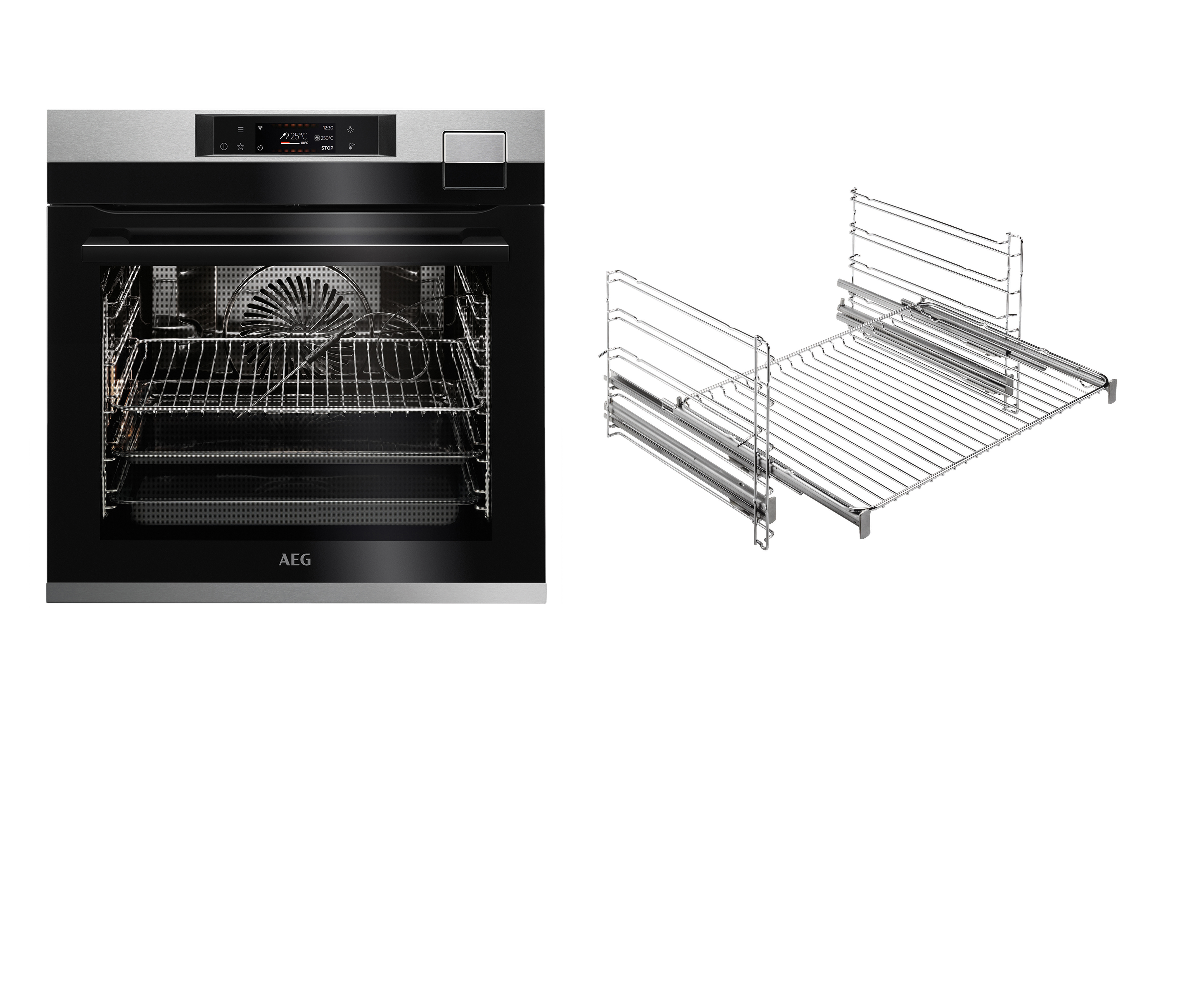 AEG BCO79821V2, Backofen (Einbaugerät, 70 l, 595 mm breit), Serie 9000 mit SteamPro Wifi-Multi-Dampfgarer (mit Sous-vide-Garen & Dampfautomatik), Dampfgarfunktion