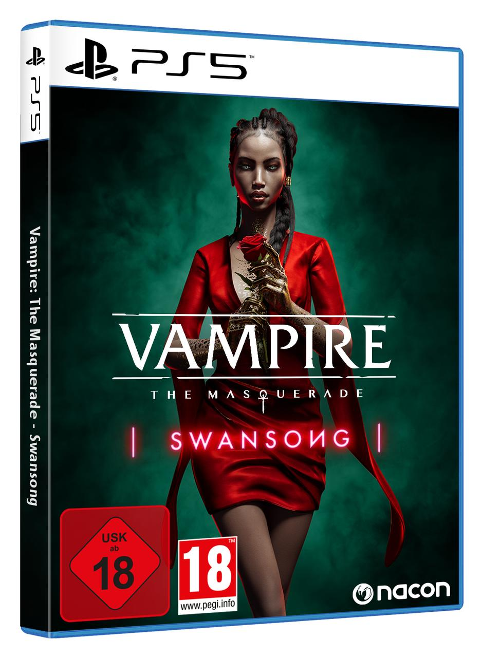 Vampire: The Masquerade Videospiel-Cover. Frau in rotem Kleid, Rose haltend.