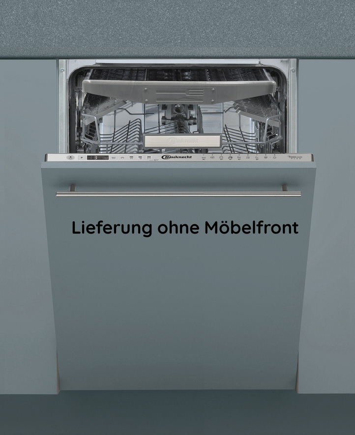 Geschirrspüler mit offener Tür, Text: Lieferung ohne Möbelfront.