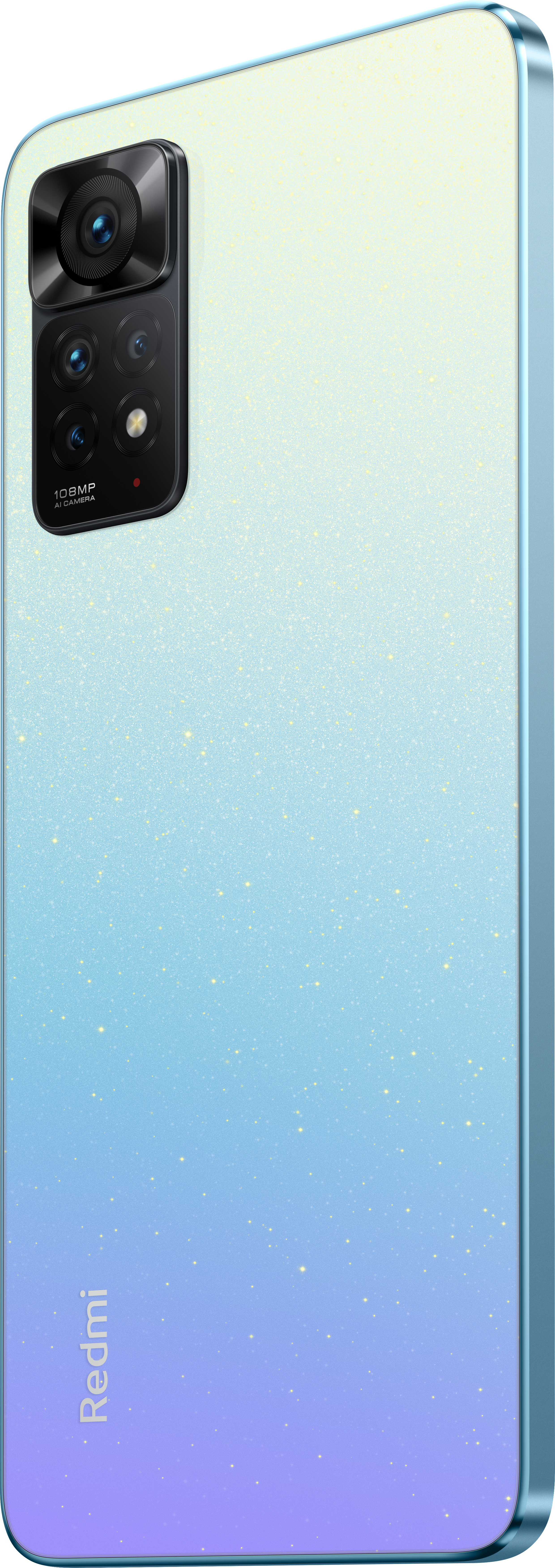 Ein Smartphone mit blauem Farbverlauf und mehreren Kameras.