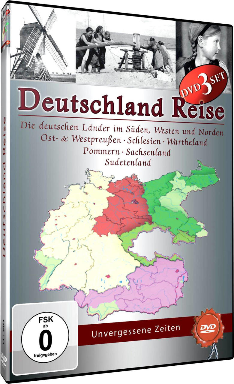 Eine DVD-Hülle mit einer Deutschlandkarte, Text auf Deutsch und Bildern von Menschen und Landschaften.