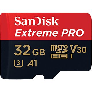 Tarjeta Micro SDHC - SanDisk Extreme PRO, 32 GB, 100 MB/s, UHS-I, U3, V30, A1, Clase 10, 4k UHD, Multicolor 