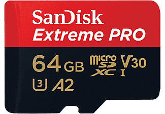 Tarjeta Micro SDXC - SanDisk Extreme PRO, 64 GB, 170 MB/s, UHS-I, U3, V30, A2, Clase 10,  Multicolor